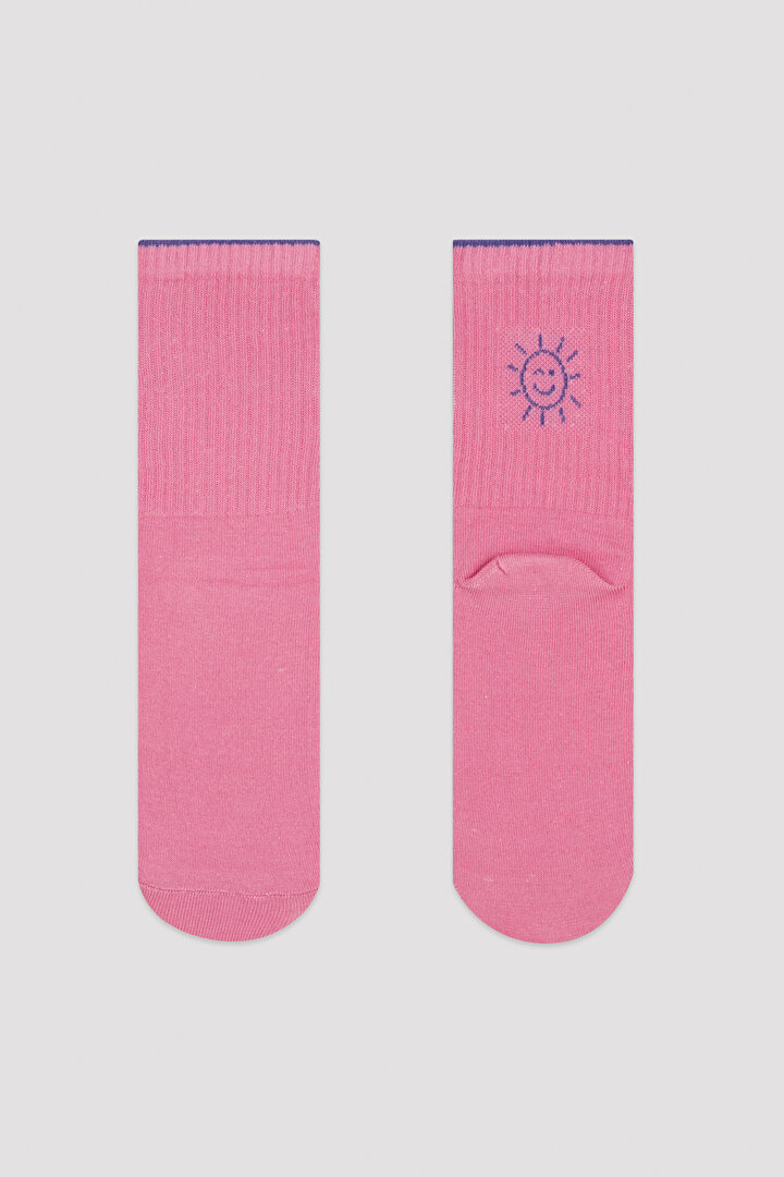 Pembe - Sarı Sun Heart 2li Soket Çorap - 2