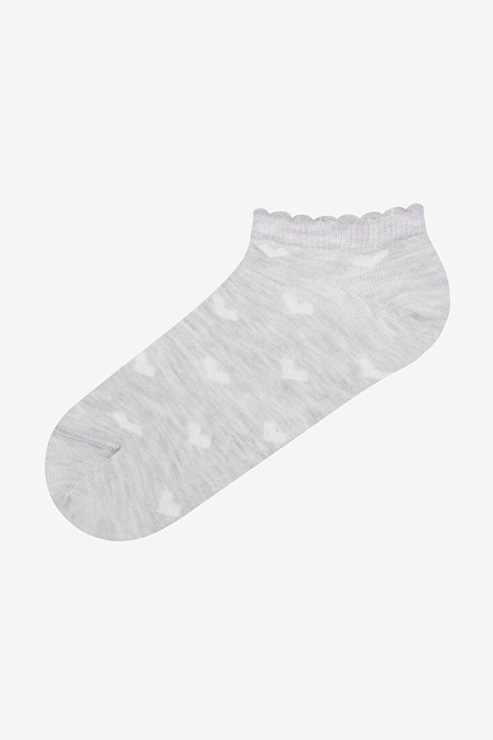 Mini Frill Heart 5in1 White Black Grey Liner Socks - 2