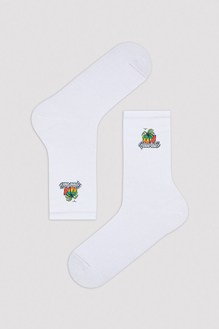 Erkek Whitepalm Beyaz Soket Çorap - 1
