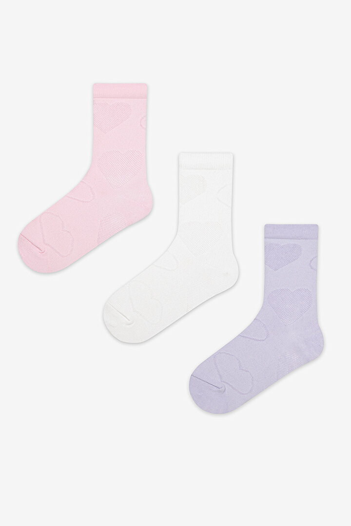 Girls Big Heart 3in1 Multi ColourSocket Socks - 1