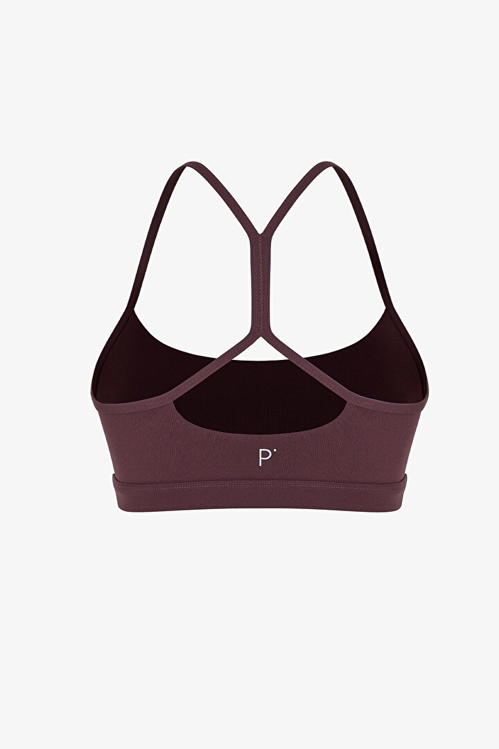 LYCRA Koyu Bordo Cream Hafif Destek Çıkarılabilir Pedli Racerback Spor Sütyeni - 1