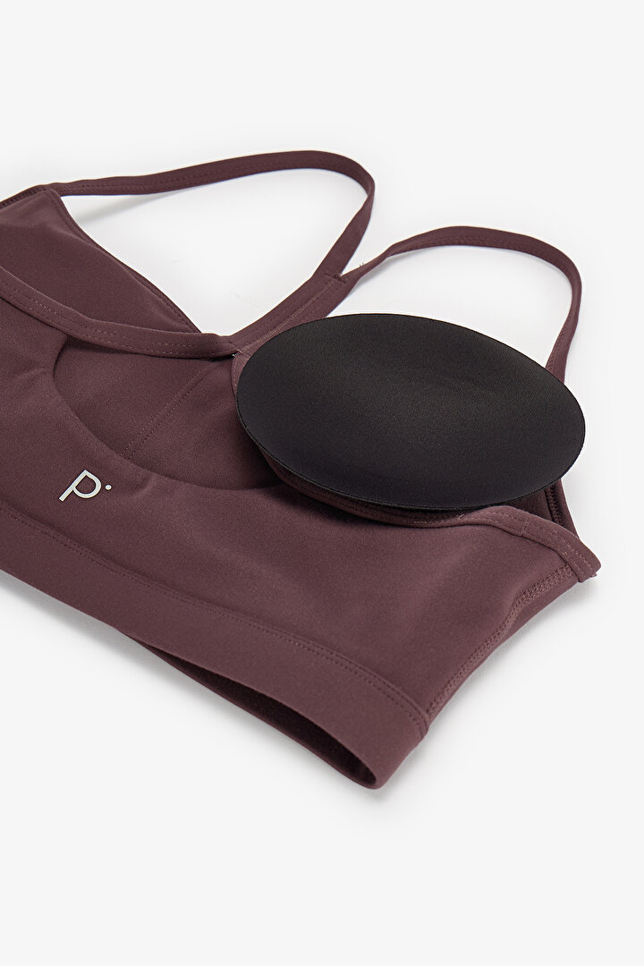 LYCRA Koyu Bordo Cream Hafif Destek Çıkarılabilir Pedli Racerback Spor Sütyeni - 2