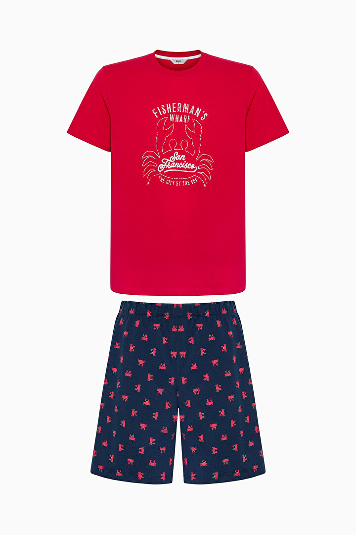 Red Anchor Çok Renkli Şortlu Pijama Takımı - 1