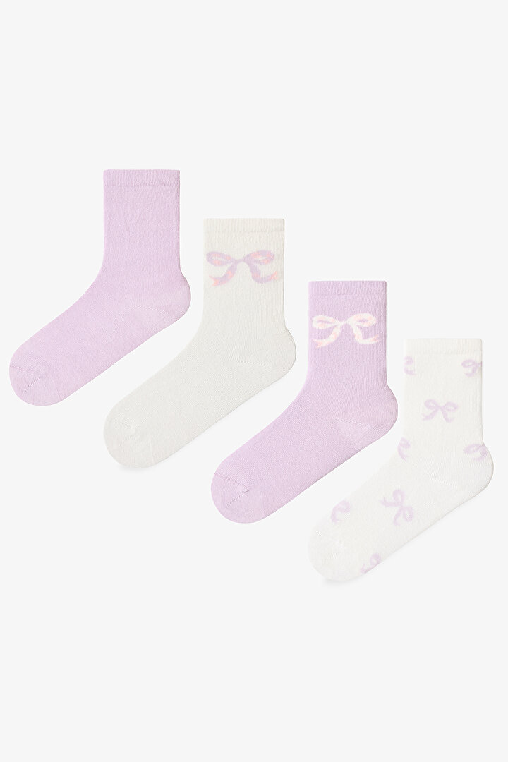 Multicolor Girls Purple Ballerina 4in1 Socket Socks - 1