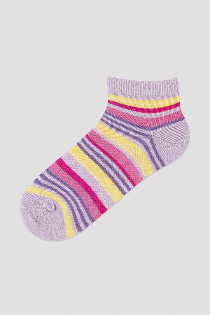 Kız Çocuk Pembe Çizgili 4lü Patik Çorap - 2