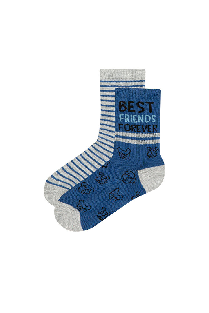 Erkek Çocuk Çocuk Best Friends 2Li Soket Çorap - 1