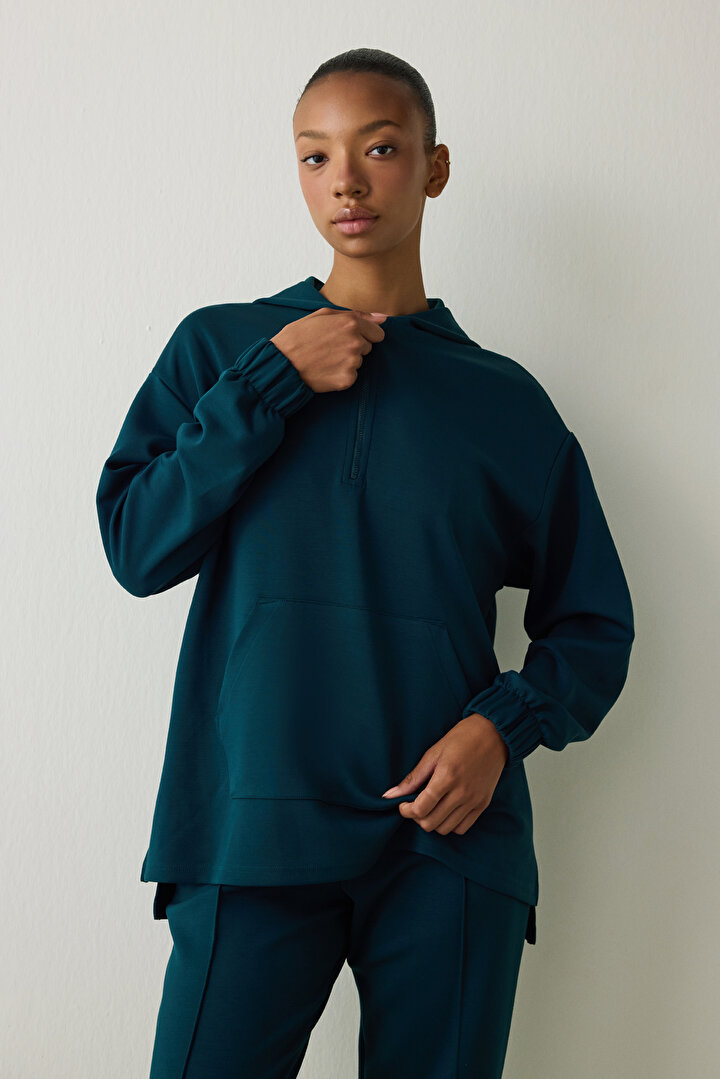 Koyu Yeşil Silky Feel Normal Bel Jogger - 1