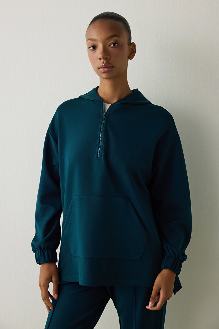 Koyu Yeşil Silky Feel Normal Bel Jogger - 2