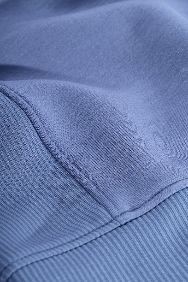 Dark Blue Silky Feel Contrast Sweatshirt - 2