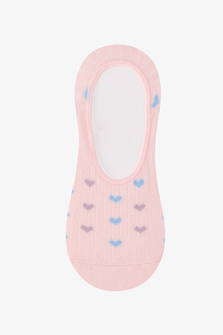 3 Çift Pamuklu Renkli Kalp Desenli Babet Çorap - 2