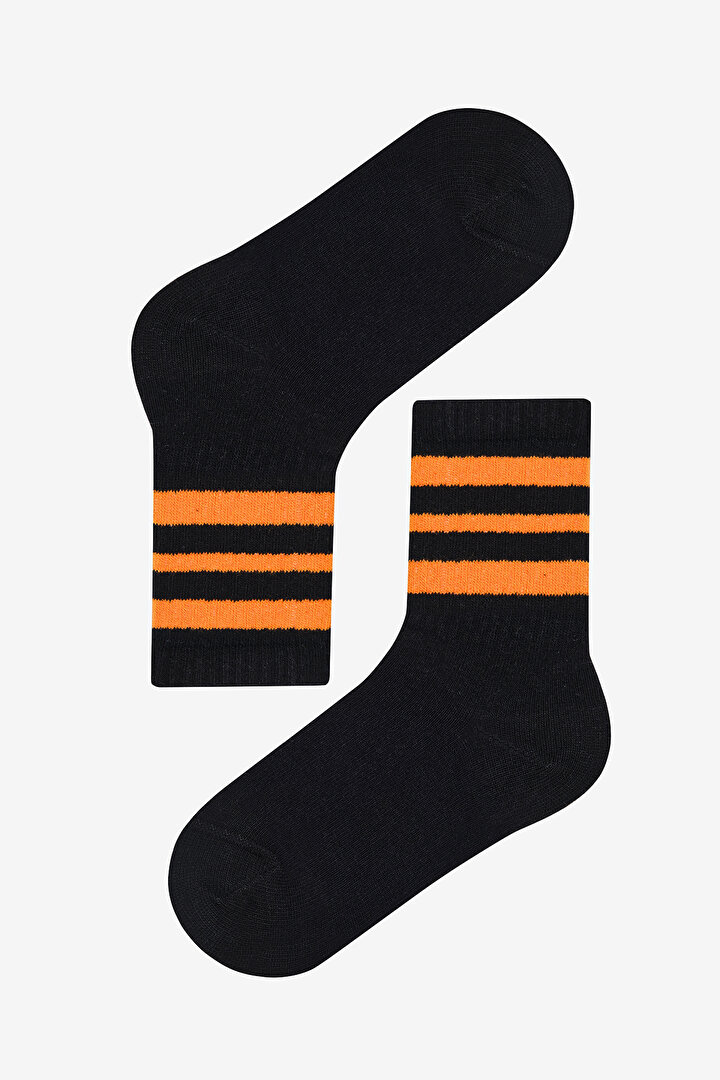 Boys Stripe On 4in1 Black Tennis Socket Socks - 2