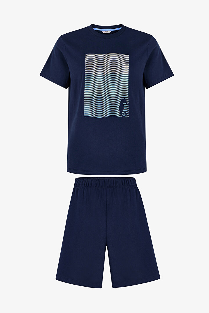 Erkek Renkli Ocean Track Şortlu Pijama Takımı - 1