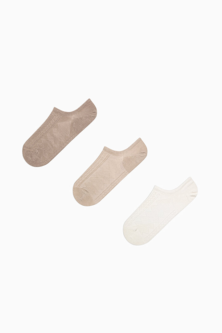 Jacquard Soil Beige 3in1 Sneaker Socks - 1