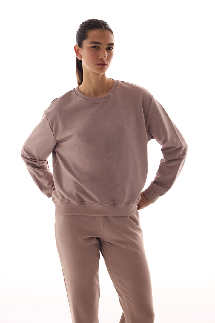 Bej Oversize Active Sweatshirt - 1