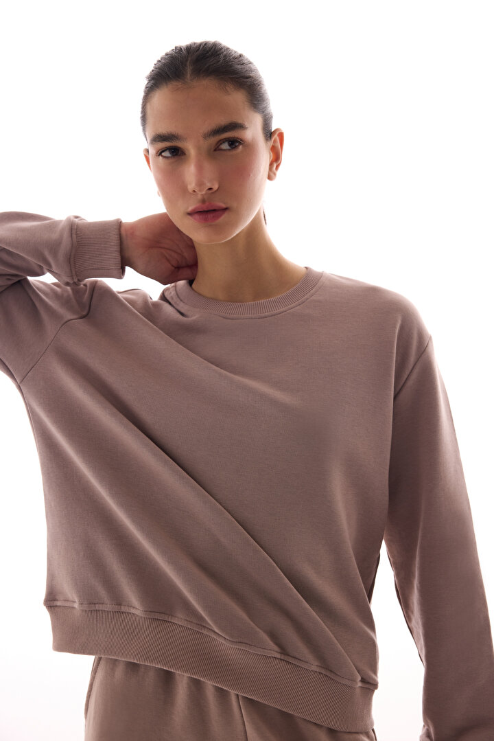 Bej Oversize Active Sweatshirt - 2