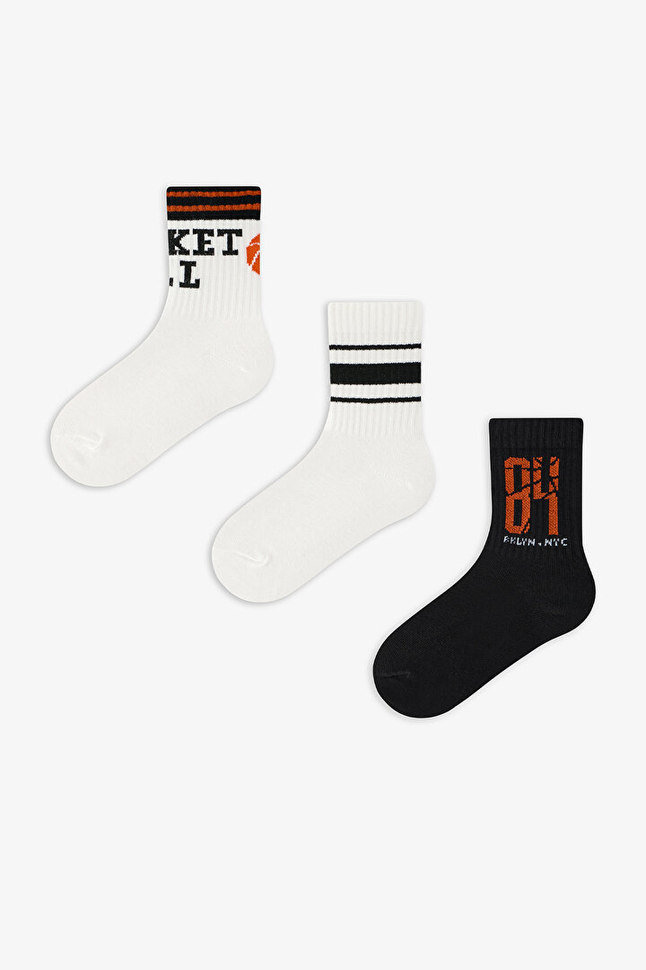 Multicolor Boys Basket Point 3in1 Tennis Socket Socks - 1