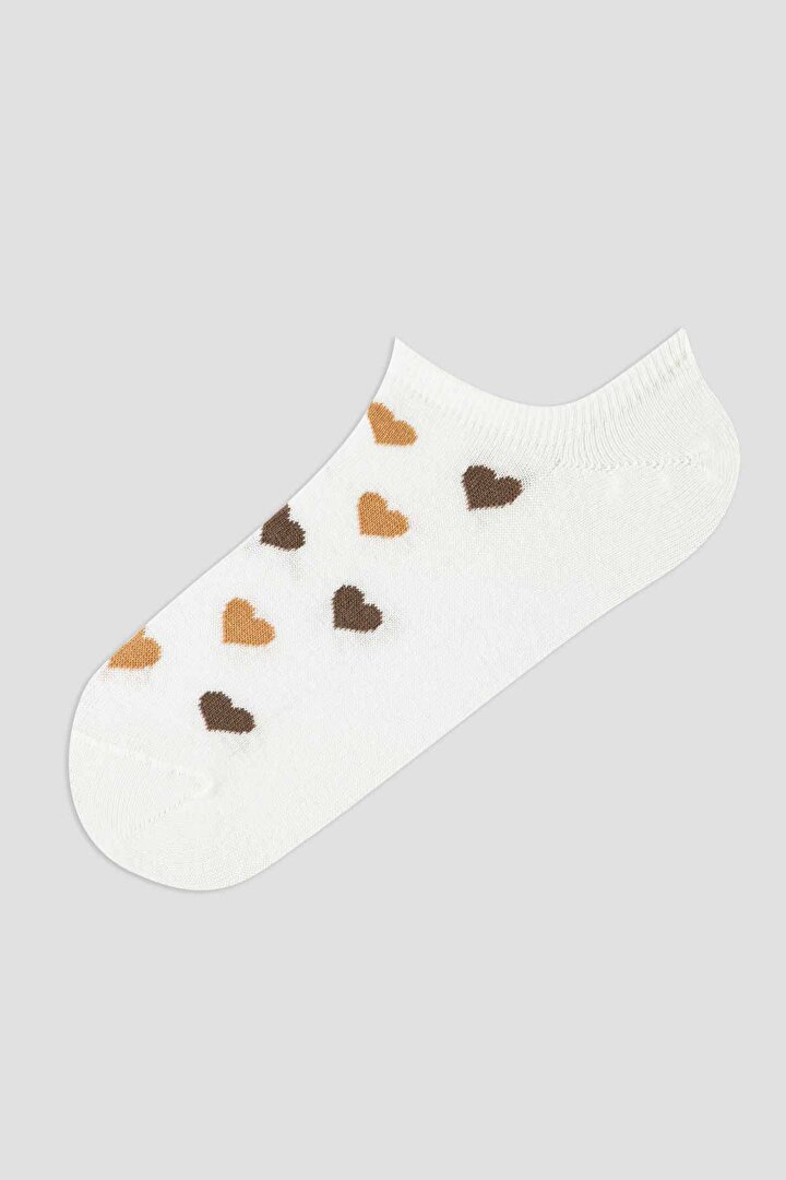 Çiçekli Kalp Desenli 3lü Sneaker Çorabı - 2