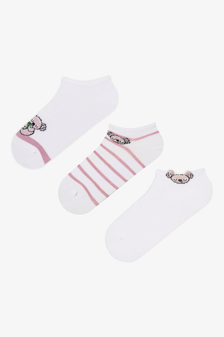 Mini Koala Pink White 3in1 Liner Socks - 1