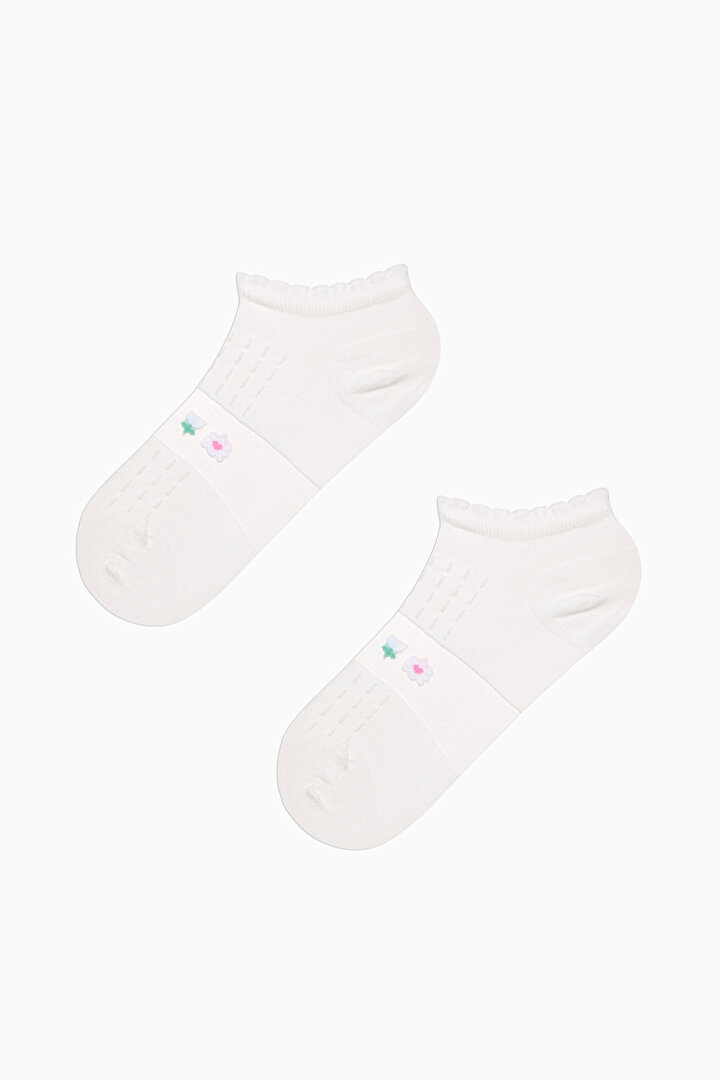 Transparent Flowers White Pink 2in1 Liner Socks - 1