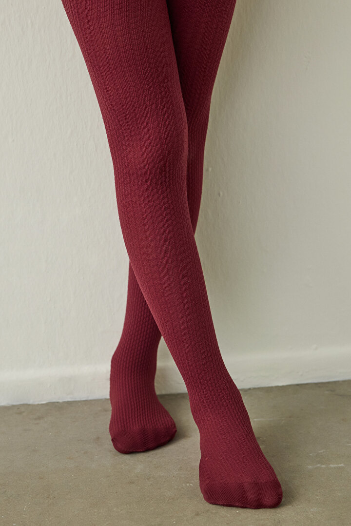 Bordo Kız Çocuk Pretty 90 Denye Mikro Külotlu Çorap - 2