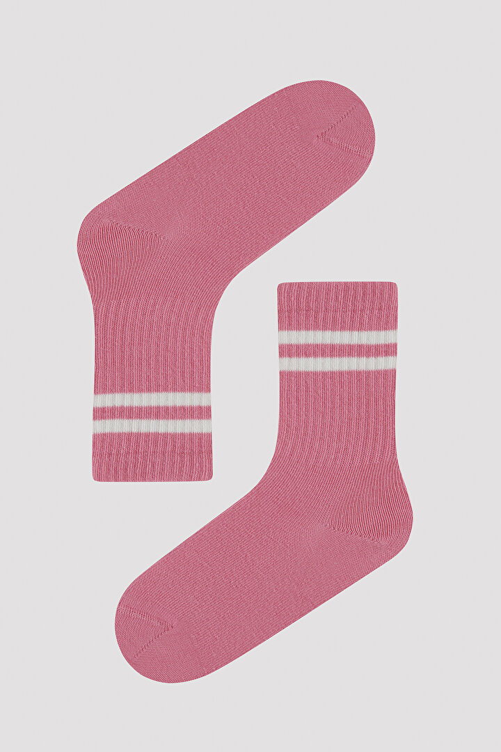 Kız Çocuk Pembe Sarı 3 lü Tenis Soket Çorap - 3