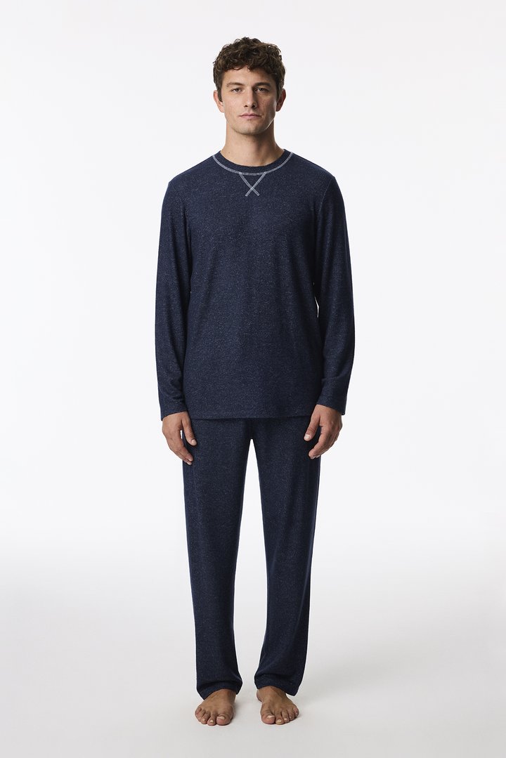 Erkek Lacivert Arctic Night Pantolon Uzun Kollu Pijama Takımı - 1