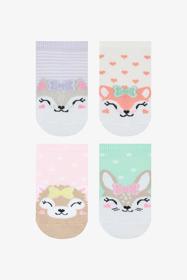 Girls Cute Animals Multi Colour 4in1 Liner Socks - 1