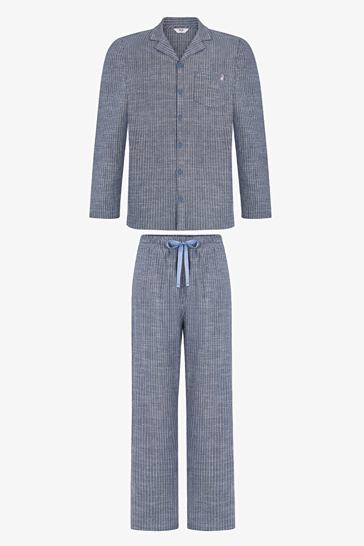Man Colorful Oat Check Pajama Set - 1
