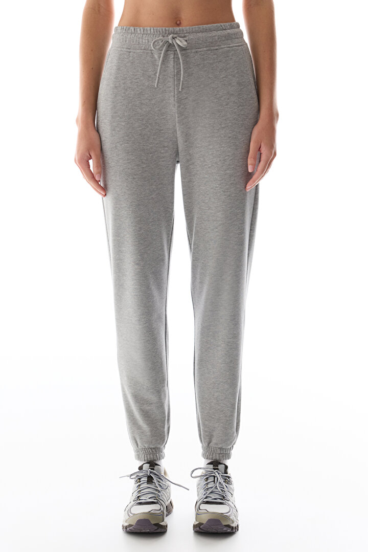 Grey Melange New High Waist Active Sweatpants - 1