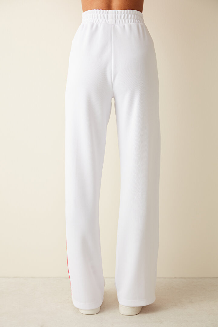 White Mid Waist Side Stripe Detailed Trousers PH9ART7P23SK