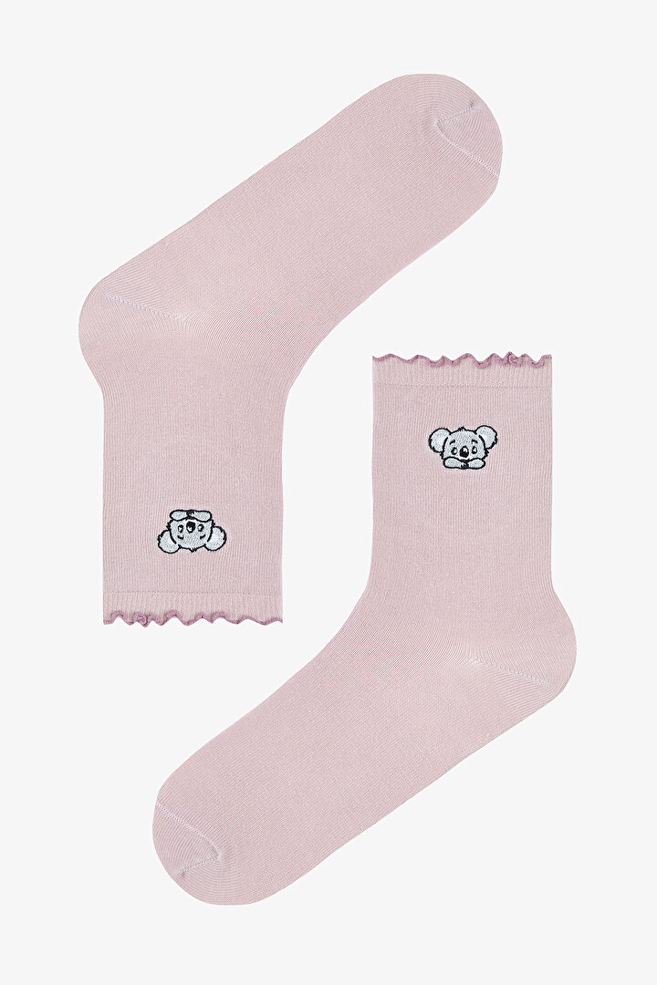 Gül Beyaz Frill Koala  2li Soket Çorap - 2