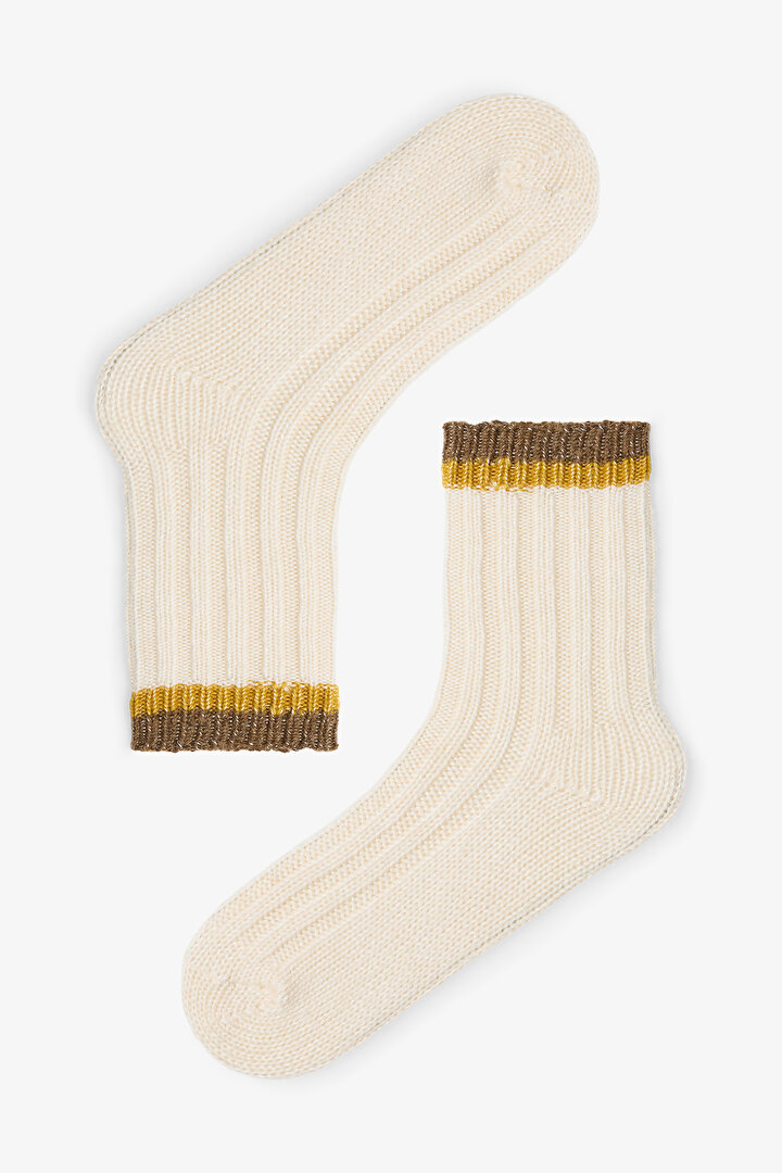 Bilek Kısmı Rustik Çizgili Kalın Soket Çorap - 1