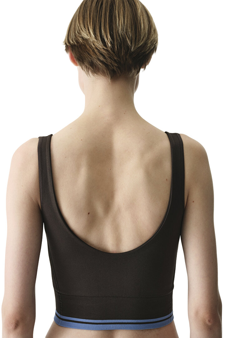 Khaki Seamless Sweetheart Neck Removable Pad Sports Bra - 2