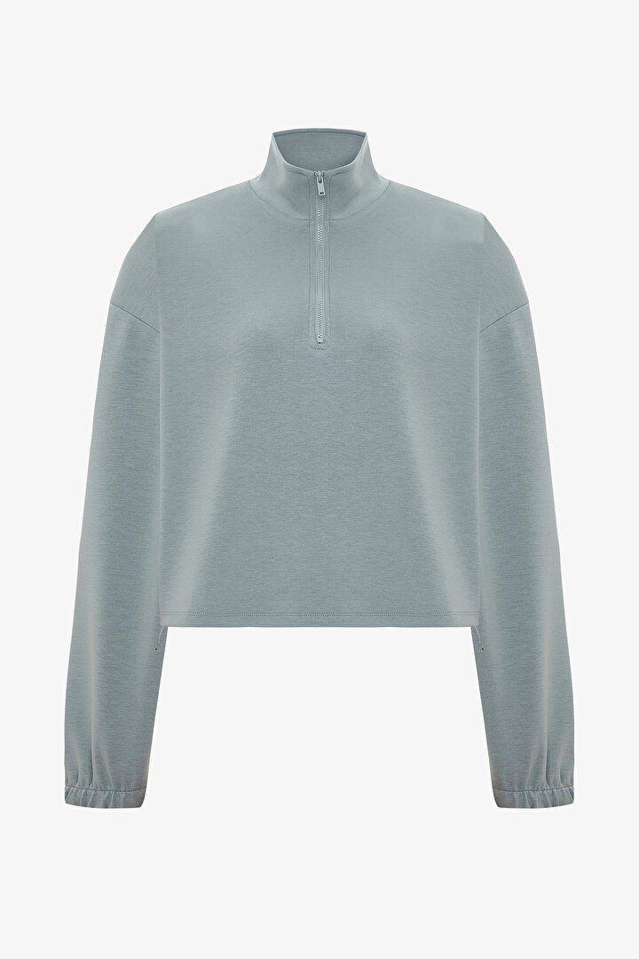 Gri Silky Feel Crop Sweatshirt - 1