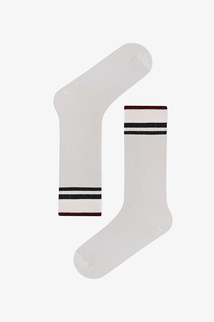 Marsmelov Retro Lines Çizgili Pamuklu 3 Çift Soket Çorap - 2