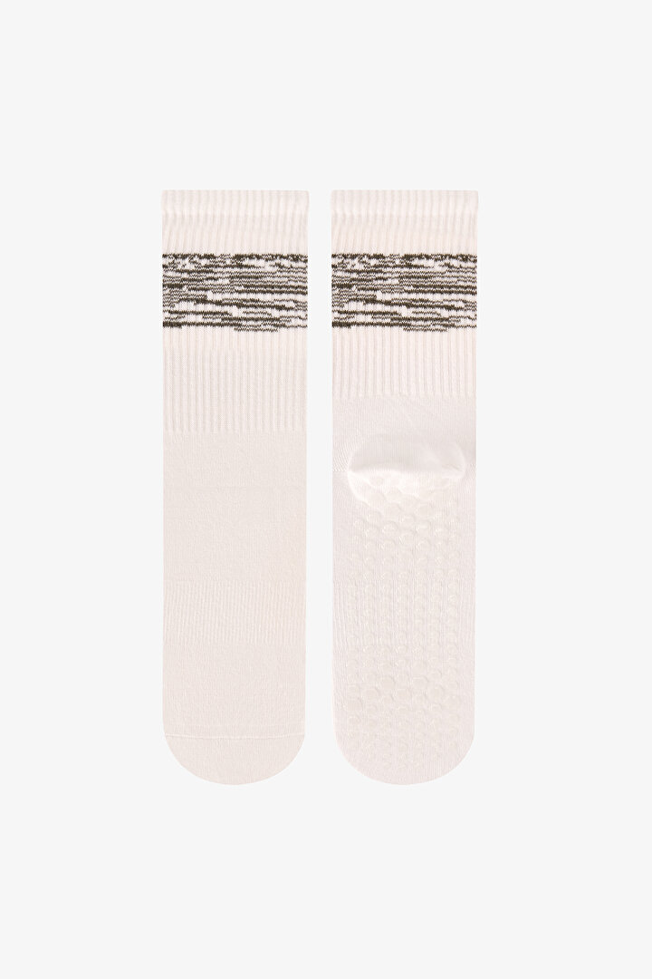 Yeşil Beyaz Move Grip Çizgili Pamuklu 2 Çift Soket Çorap - 2