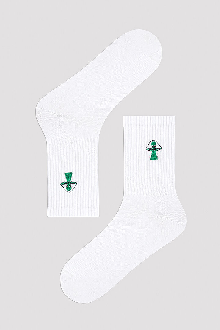 Erkek Alien 2li Yeşil Beyaz Soket Çorap - 2
