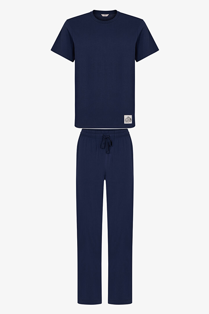 Lacivert Lacivert Erkek Midnight Forest Pantolon Pijama Takımı - 1