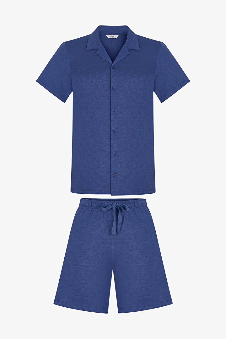 Erkek Renkli Tide Lounge Gömlek Pijama Takımı - 1