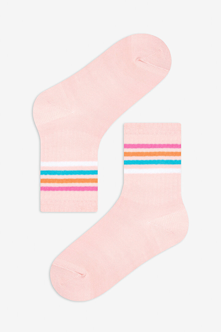 Girls Color Lines 2in1 Tennis Socket Socks - 2