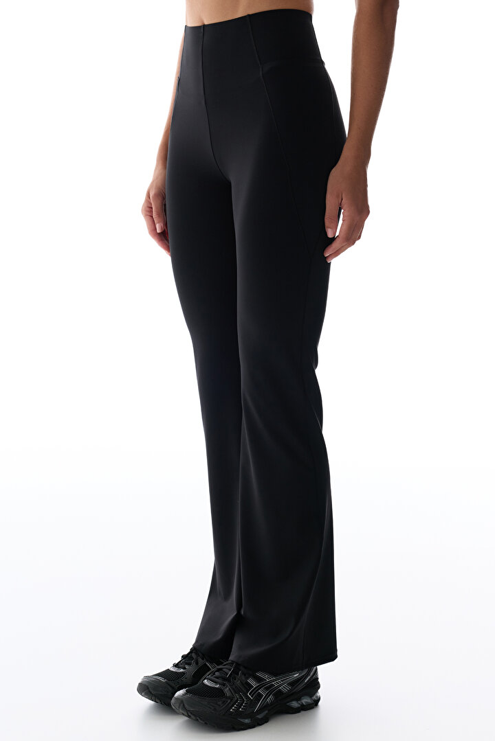 Black New Bonded Waist Flare Trousers - 1