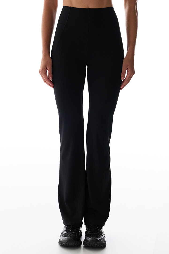 Black New Bonded Waist Flare Trousers - 2
