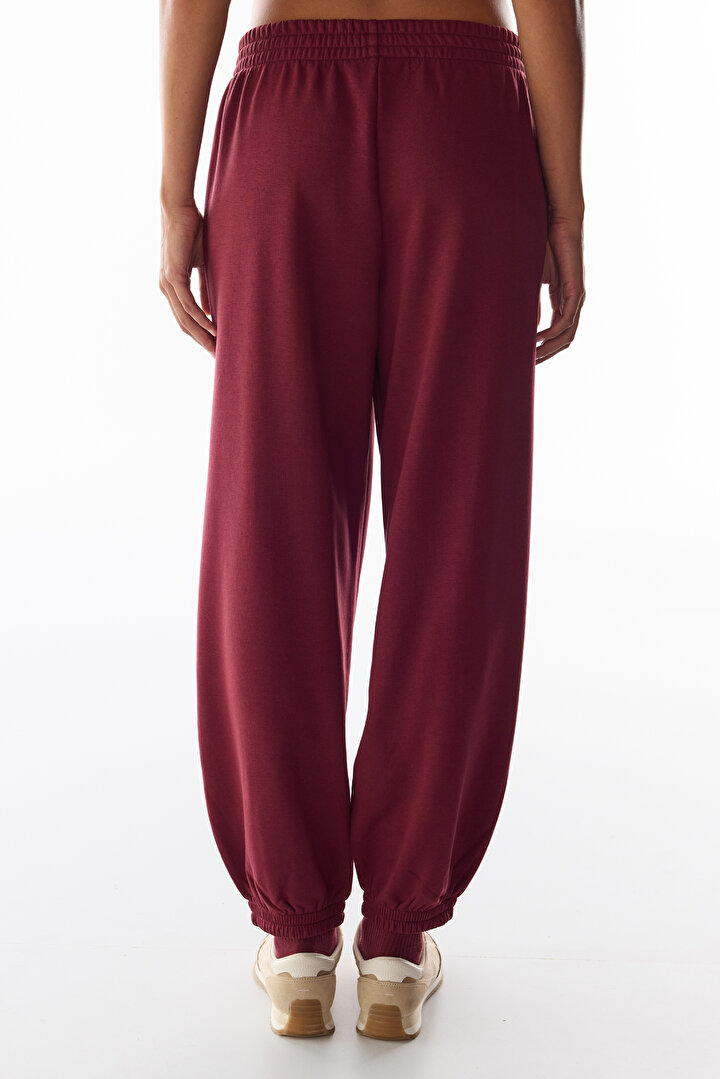 Burgundy Harvard Stitch Balloon Ruched Sweatpants - 2