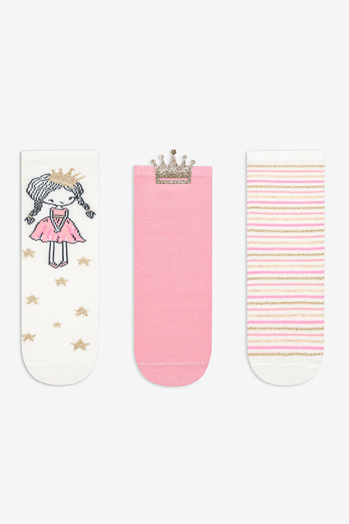 Girls Princess 3in1 Multi Colour Socket Socks - 1