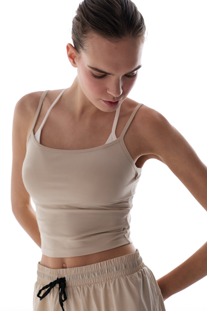 Beige Layered Active Top - 2