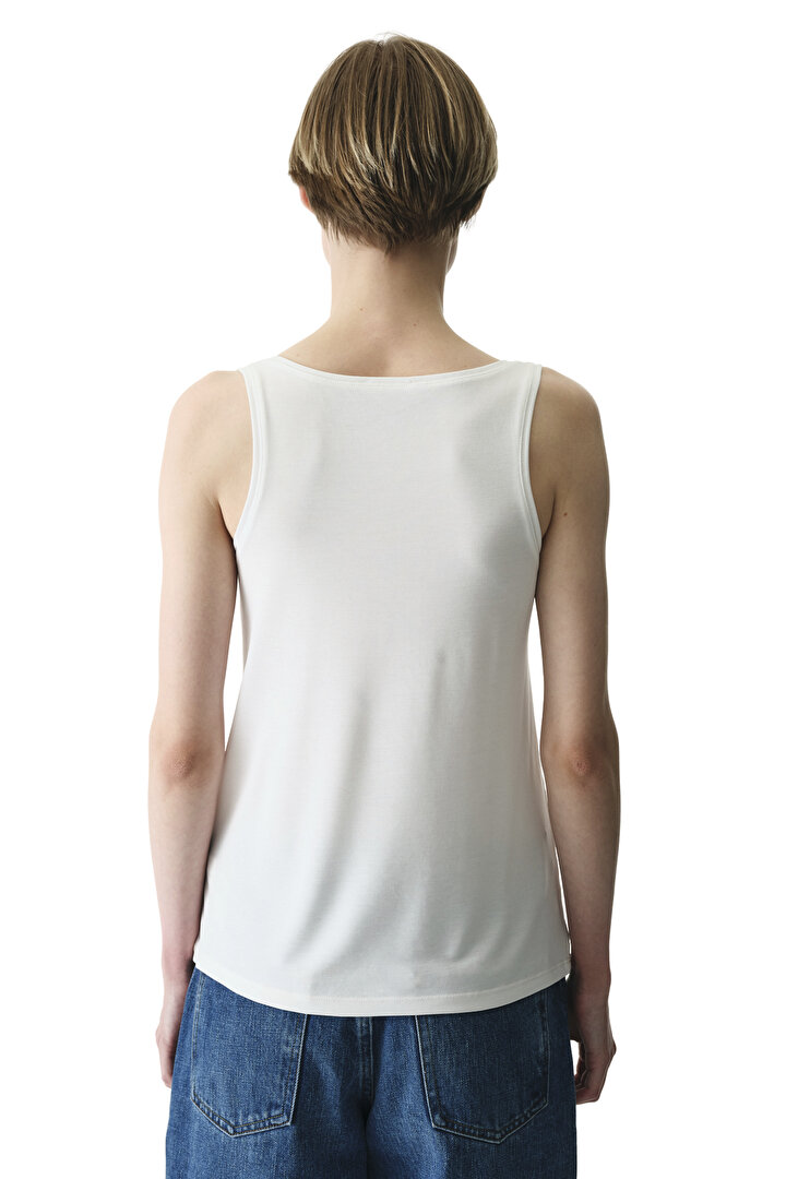 White U-Neck Modal Tank Top - 2