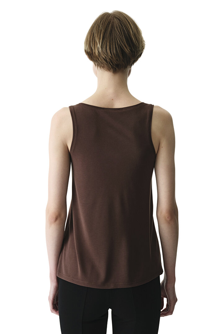 Brown U-Neck Modal Tank Top - 2