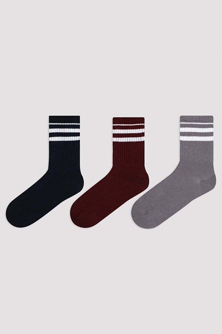 Multi Colour Boys B.Dark Basic Striped 3in1 Soket Socks - 1