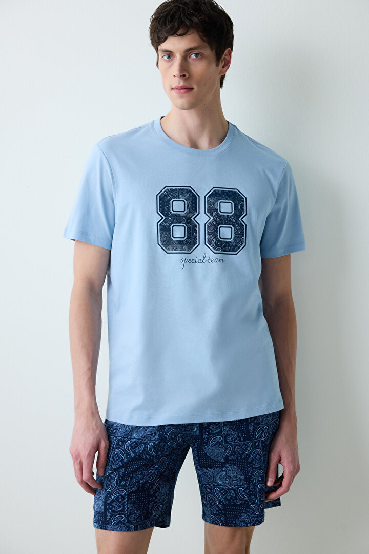 88 Special Çok Renkli Şortlu Pijama Takımı - 1