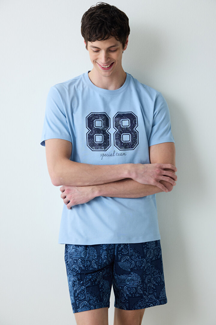 88 Special Çok Renkli Şortlu Pijama Takımı - 2